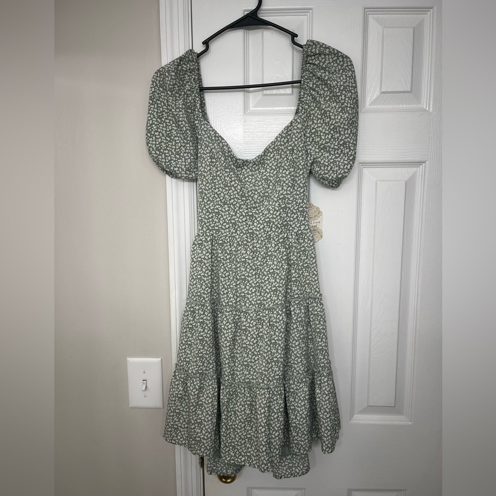 Altar'd State Green Floral Mini Dress